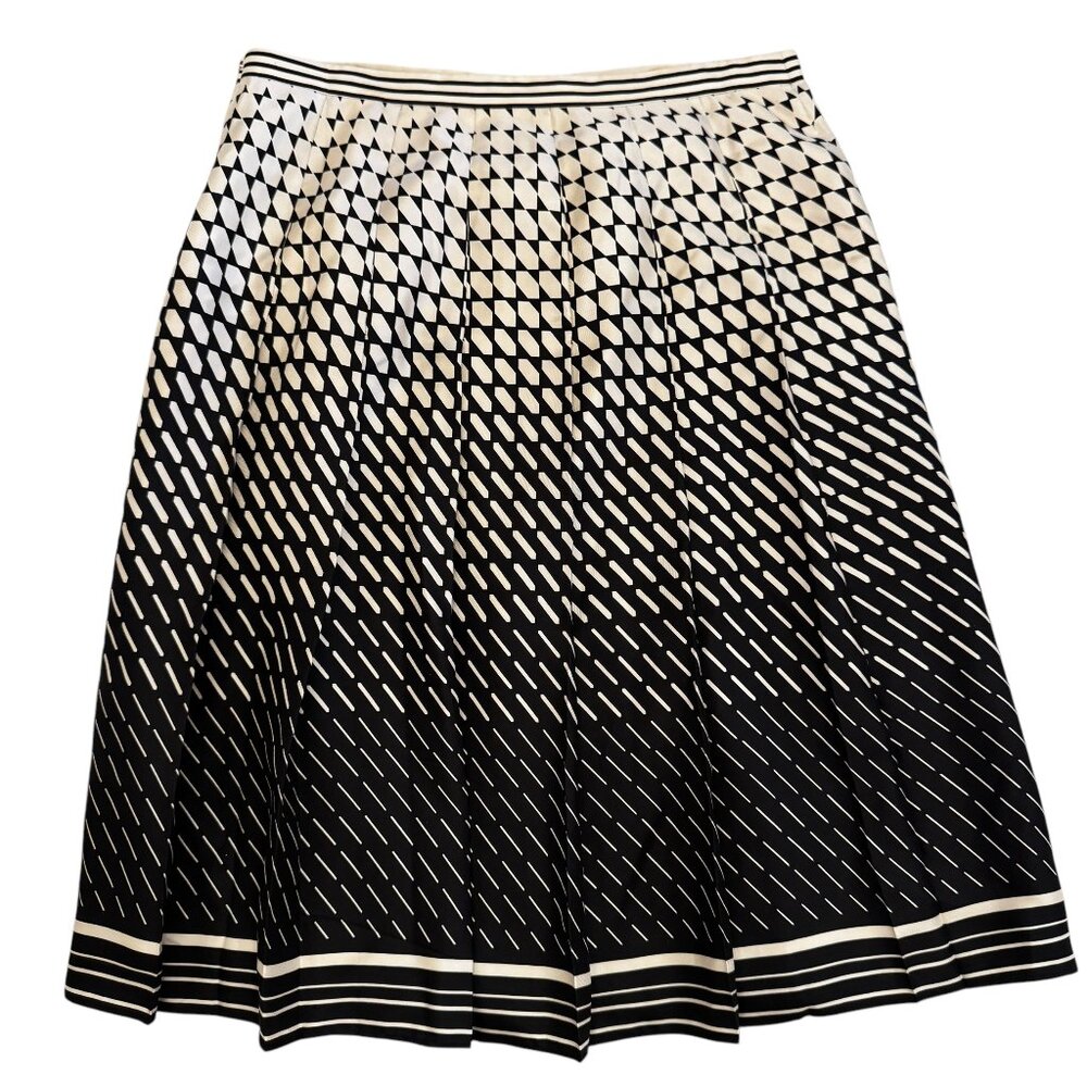 Beautiful! Ann Taylor Black & Cream Abstract Print A-Line Skirt Size 4 - Picture 1 of 8